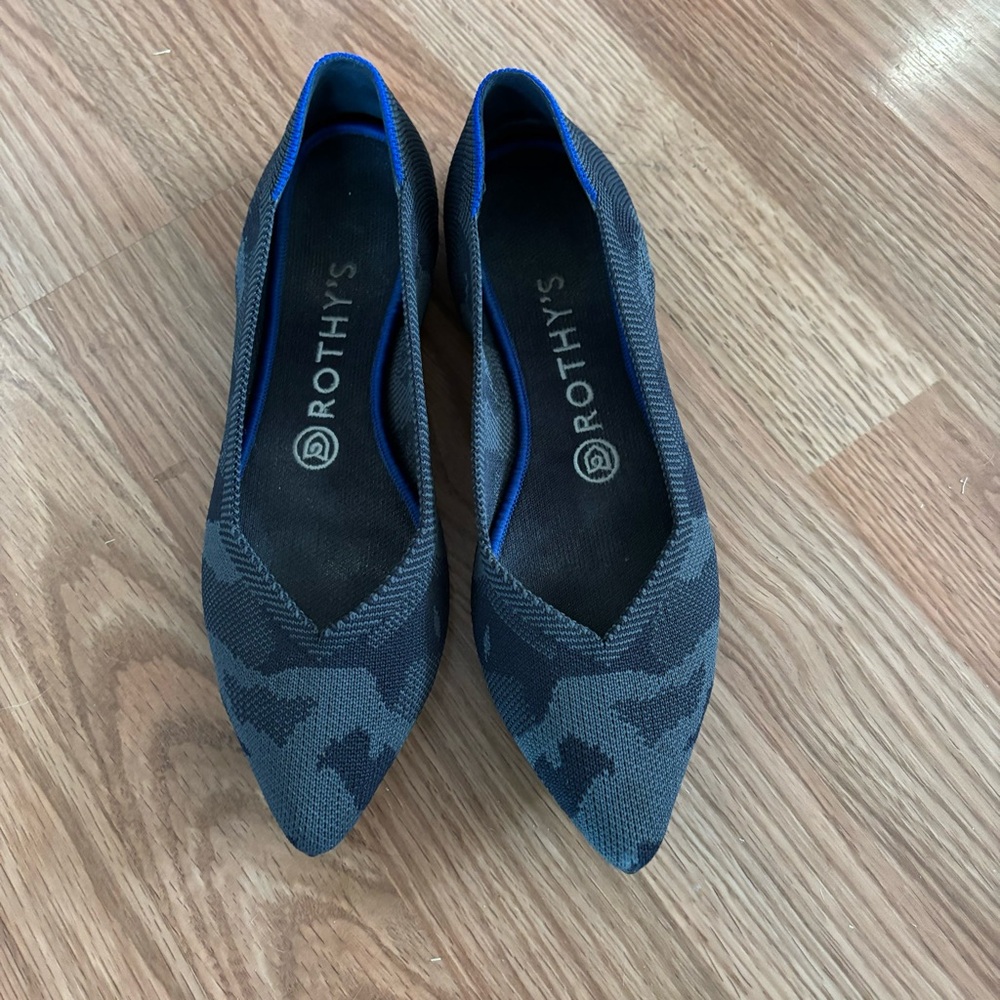 Rothy’s The Point In Dark Camo Flats Grey Classic Office Casual Ballet Shoes